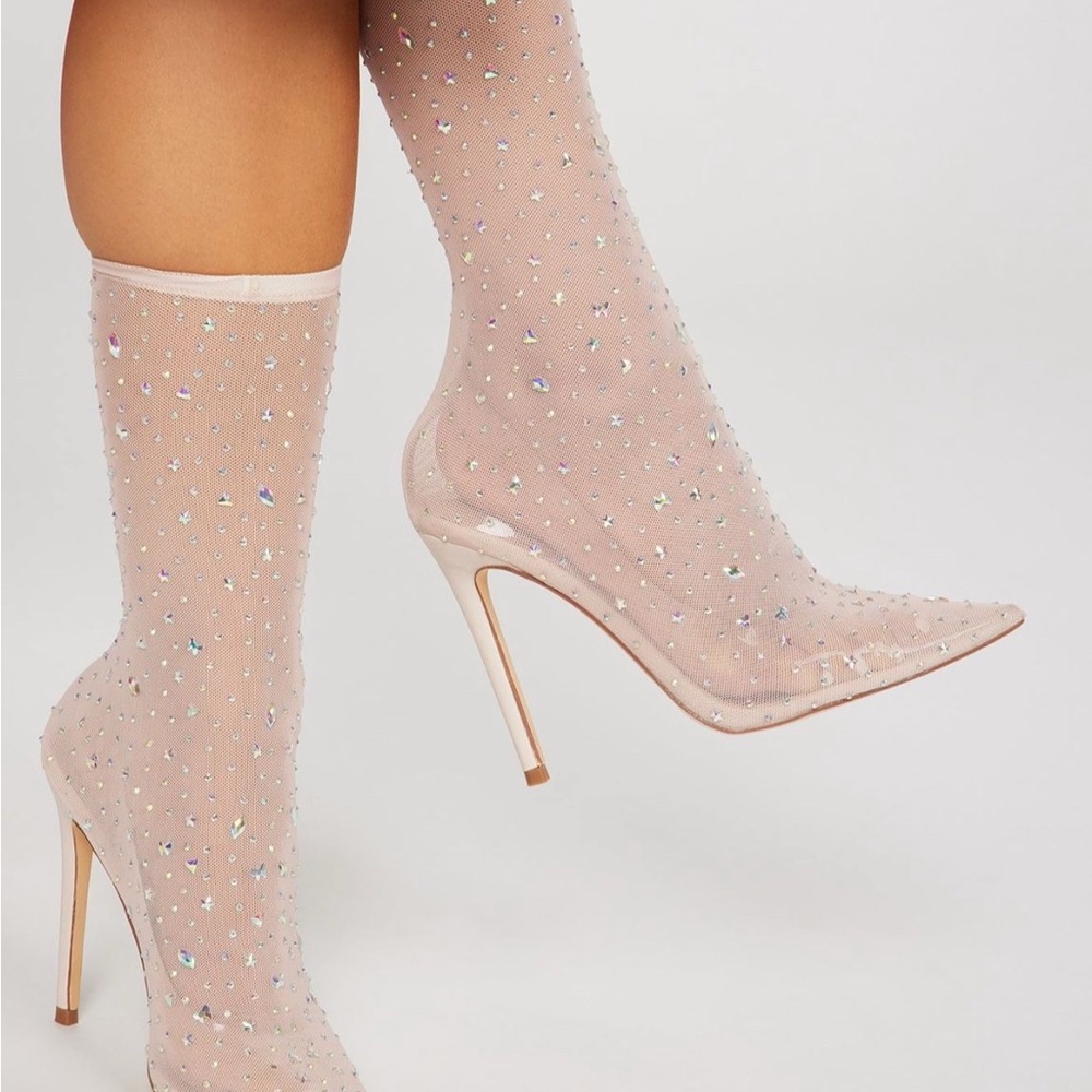 Elegant Rhinestone -Embellished Stiletto Boots